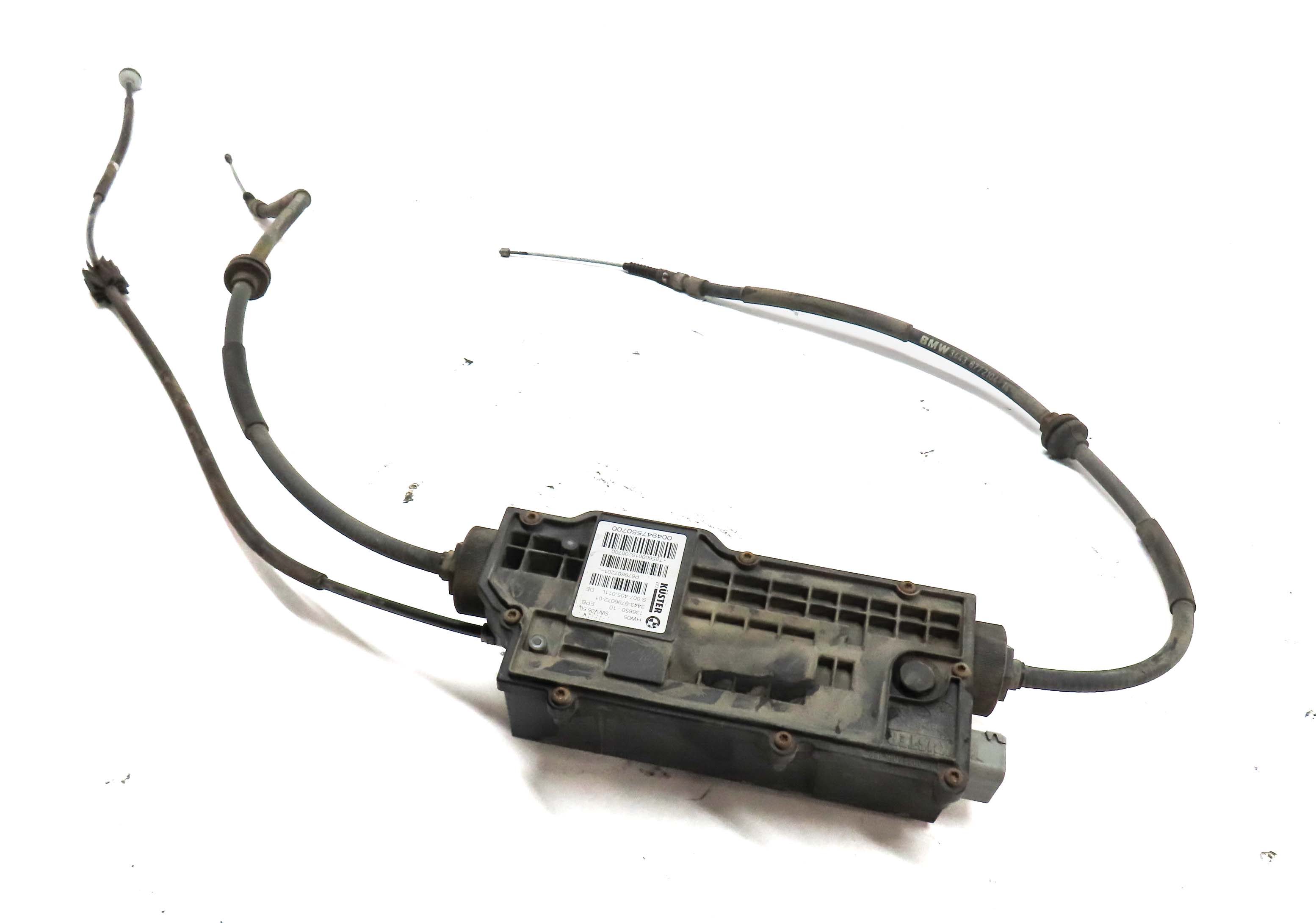 2011 BMW X5 (E70) EMERGENCY PARKING BRAKE ACTUATOR WITH CABLES — exact item pictured